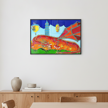 Chinese Dragon Stained Glass Painting Picture Panel