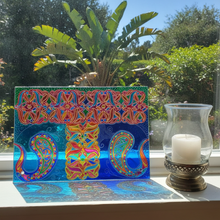 Colourful Indian Style Celtic Knots Glass Painting Picture Panel