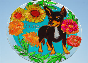 Chihuahua Custom Pet Portrait, Stained Glass Memorial