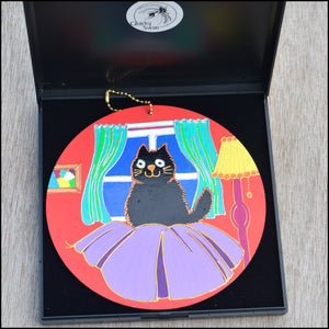 Colourful Cat Wooden Wall Hanging