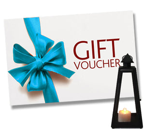 A gift voucher card for a medium sized pyramid shaped candle lantern for home and garden