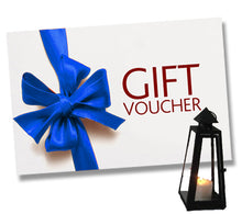 A gift voucher card for a small sized pyramid shaped candle lantern for home and garden