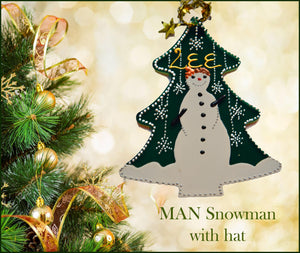 Snowman Family Gift Tags in TRADITIONAL GREEN