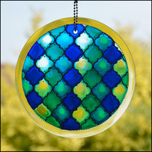 Moroccan Tiles Shades of Blue Suncatcher