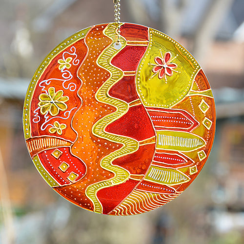 Sunshine Yellow Folk Art Suncatcher