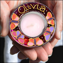 OLIVIA Pink Butterfly Tealight Holder