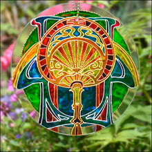 Art Nouveau Style Oriental Fan Suncatcher