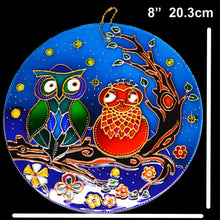 Stained Glass Owl Couple 8" Suncatcher