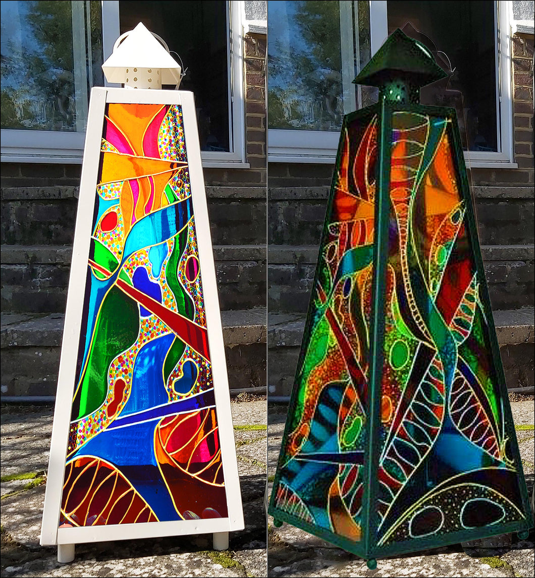 Custom Design Super Large Stained Glass Lantern in Brilliant Colour