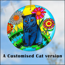 Black Witches Cat 6" Suncatcher, Sunny Garden Stained Glass