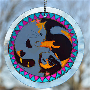 Personalised Yin Yang Cat Sun Catcher