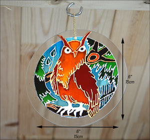 Colourful Stained Glass Owl Hanging Suncatcher