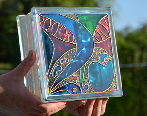 Abstract Art Glass Block